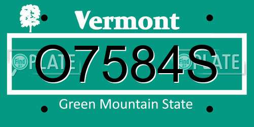 O7584S Vermont License Plate