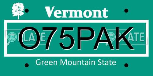 O75PAK Vermont License Plate