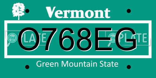 O768EG Vermont License Plate