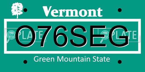 O76SEG Vermont License Plate