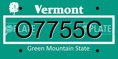 O7755C Vermont License Plate