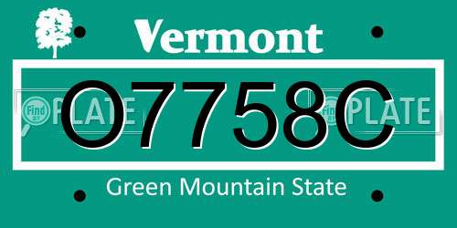 O7758C Vermont License Plate