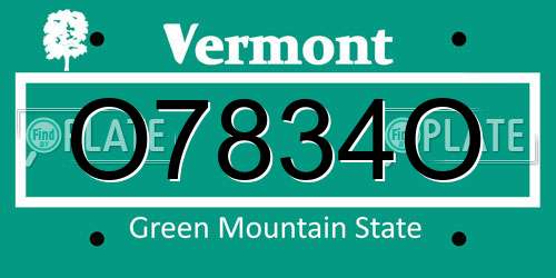 O7834O Vermont License Plate