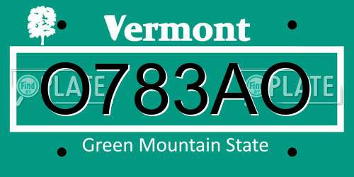 O783AO Vermont License Plate