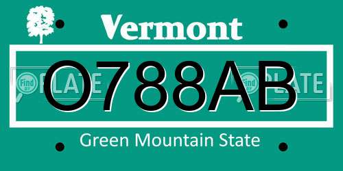 O788AB Vermont License Plate