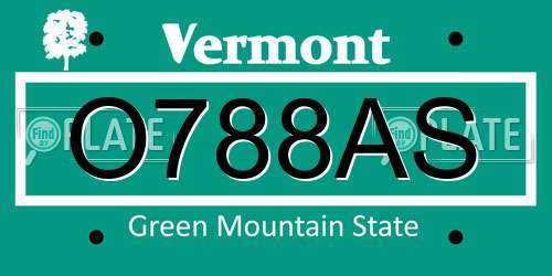 O788AS Vermont License Plate