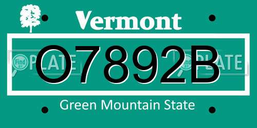 O7892B Vermont License Plate