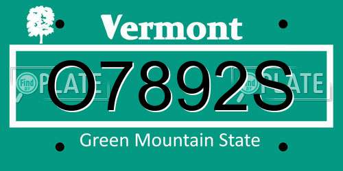 O7892S Vermont License Plate