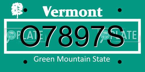 O7897S Vermont License Plate