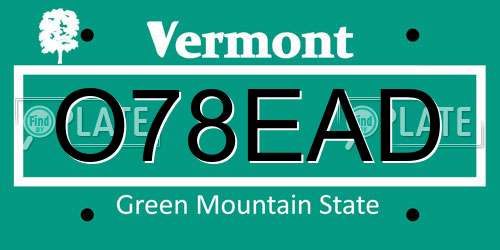 O78EAD Vermont License Plate