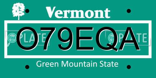 O79EQA Vermont License Plate