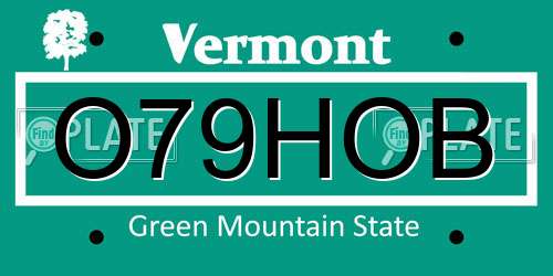 O79HOB Vermont License Plate