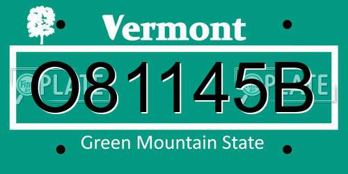 O81145B Vermont License Plate