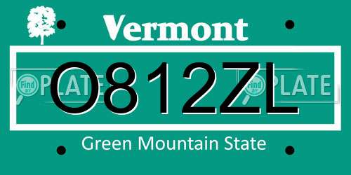 O812ZL Vermont License Plate