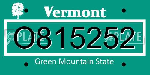 O815252 Vermont License Plate