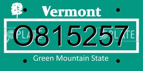 O815257 Vermont License Plate