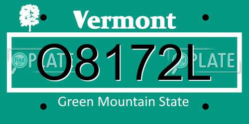 O8172L Vermont License Plate