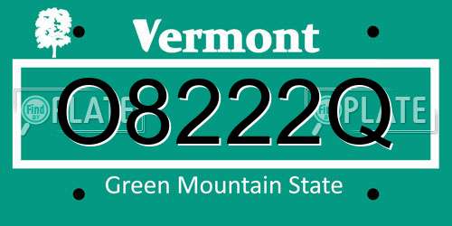 O8222Q Vermont License Plate