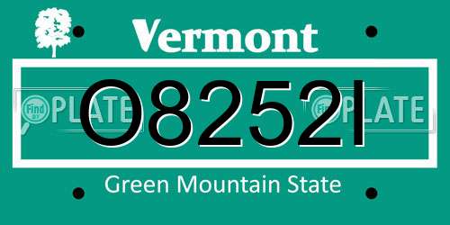 O8252I Vermont License Plate
