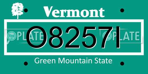 O8257I Vermont License Plate