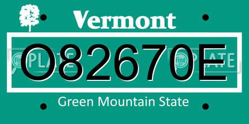 O82670E Vermont License Plate