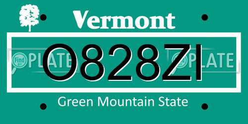 O828ZI Vermont License Plate