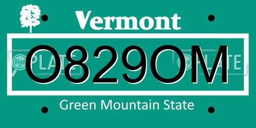 O829OM Vermont License Plate