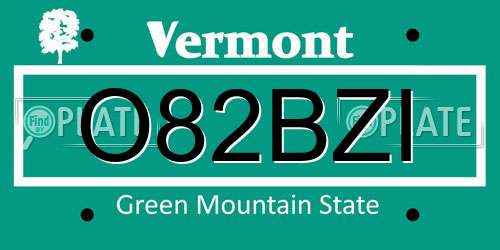 O82BZI Vermont License Plate