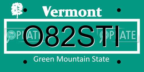 O82STI Vermont License Plate