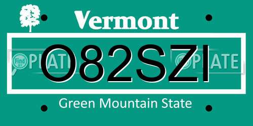 O82SZI Vermont License Plate