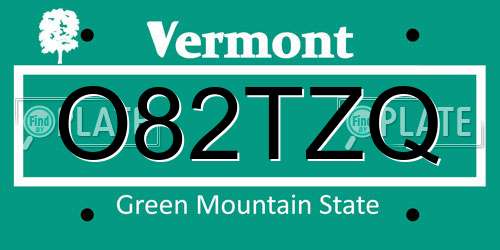 O82TZQ Vermont License Plate