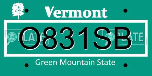 O831SB Vermont License Plate