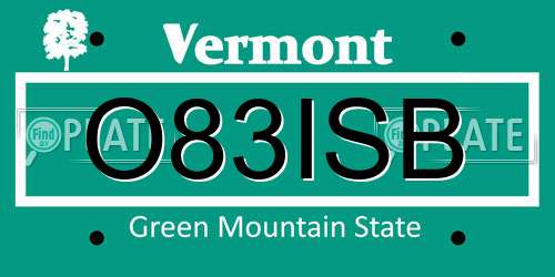 O83ISB Vermont License Plate