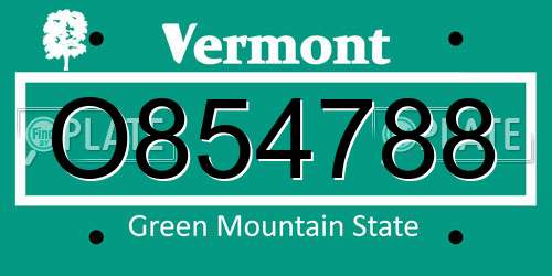 O854788 Vermont License Plate