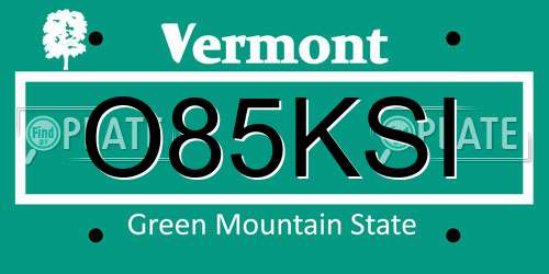 O85KSI Vermont License Plate