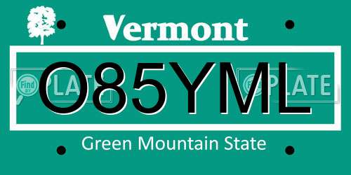 O85YML Vermont License Plate