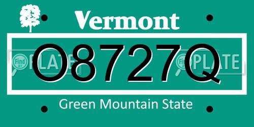 O8727Q Vermont License Plate