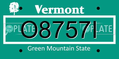 O8757I Vermont License Plate