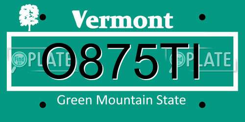 O875TI Vermont License Plate