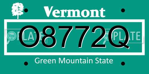 O8772Q Vermont License Plate