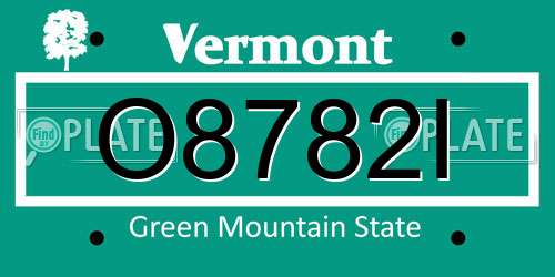 O8782I Vermont License Plate