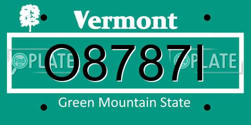 O8787I Vermont License Plate