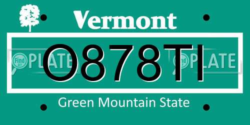O878TI Vermont License Plate