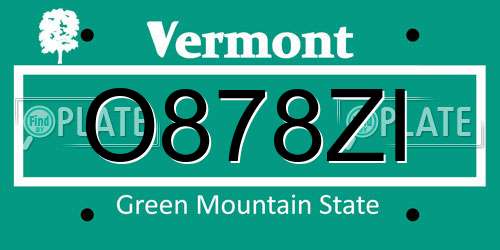 O878ZI Vermont License Plate