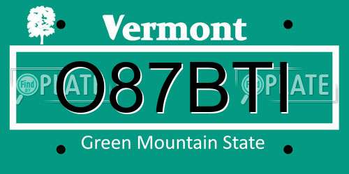 O87BTI Vermont License Plate