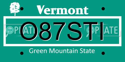 O87STI Vermont License Plate