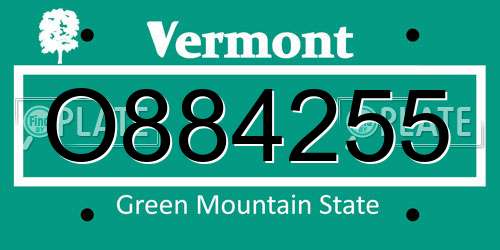 O884255 Vermont License Plate
