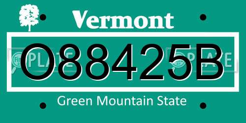 O88425B Vermont License Plate