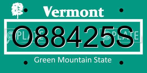 O88425S Vermont License Plate