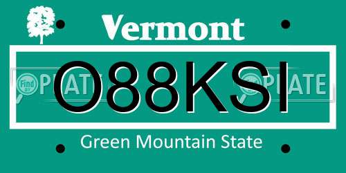 O88KSI Vermont License Plate